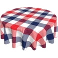 thumbnail image 1 of Navy Blue Red Checkered Tablecloth Round 60 Inch USA Flag Plaid Table Cloth Waterproof Fabric Protector Patriotic Checked Tablecloths July 4th Decorative for Holiday Home Party Picnic, 1 of 5