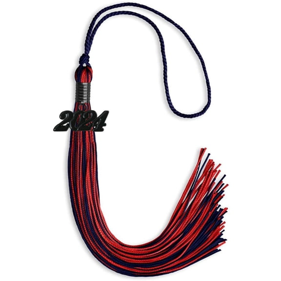 Endea Graduation Navy Blue/Red Mixed Color Graduation Tassel with Black Date Drop