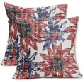 thumbnail image 1 of Navy Blue and Red Pillow Covers 16x16 Set of 2 Retro Sunflower Flowers Print Decorative Throw Pillows Outdoor Modern Art Floral Pillowcase Square Linen Cushion Case for Home Sofa Couch Bed, 1 of 6
