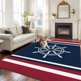 thumbnail image 1 of Navy Blue Red Stripe Area Rug 5x7 FT, Non Slip Bedroom Throw Carpet, Coastal Nautical Rudder Farmhouse Washable Soft Floor Carpet Non-Shedding Rug for Dining Room Bedside Classroom Desk, 1 of 9