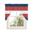 thumbnail image 1 of Navy Blue Red Stripe Kitchen Curtains Swag Valance for Windows/Bathroom/Cafe, Modern Art Horizontal Striped Rod Pocket Drape Panel Swag Curtains Valance for Bedroom/Living Room 56"x36", 1 of 6
