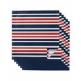 thumbnail image 1 of Navy Blue Red Striped Cloth Napkins Set of 6 Reusable Dinner Napkins, Gradient Horizontal Lines Cocktail Napkin Washable Table Napkins for Wedding/Holiday Party/Baby Shower 20"x20", 1 of 7