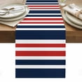 thumbnail image 1 of Navy Blue Red Striped Table Runner - 60 Inch Long, Kitchen Dining Table Runner Dresser Scarves, Modern Minimalist Ombre Lines Farmhouse Decor for Coffee Tables Wedding Party Banquet, 1 of 8