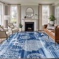 thumbnail image 1 of Navy Blue Retro Summer Washable Living Room Rugs 5'x7', Sea Turtle Starfish Coral Ocean Low Pile Throw Large Area Rugs Non-Slip Sturdy Edge Binding Carpet for Dining Room Bedside Kitchen, 1 of 9