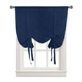 thumbnail image 1 of Navy Blue Rhombus Plaid Tie Up Curtains for Kitchen Bathroom Bedroom Windows 45 Inch Length, Classic Modern Geometric Abstract Art Balloon Drape Curtains Shade Rod Pocket Curtain Panel, 42"x45", 1 of 7