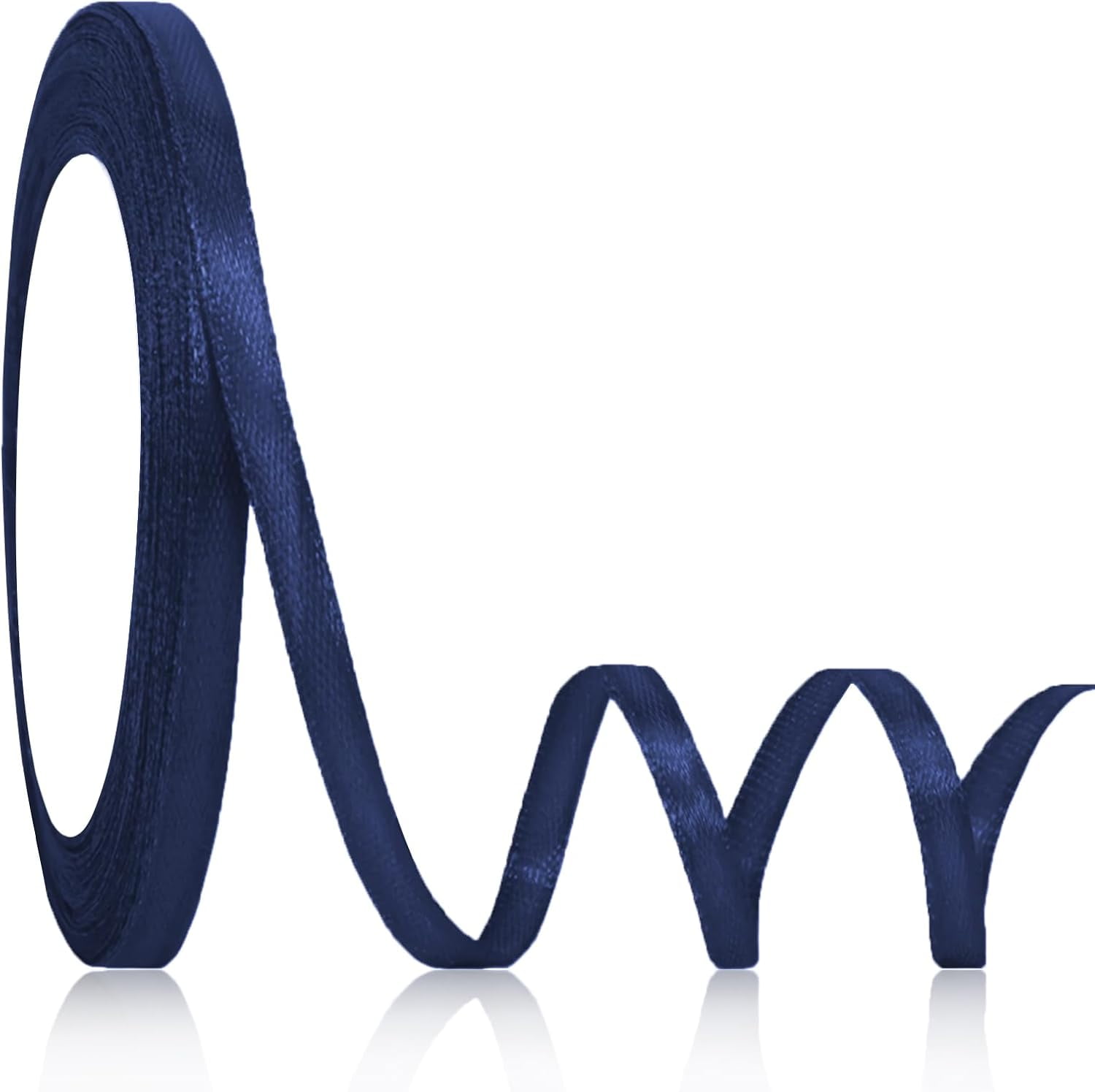 Navy Blue Ribbon 1/4 Inch Width, Solid Satin Ribbons with 50 Yards ...