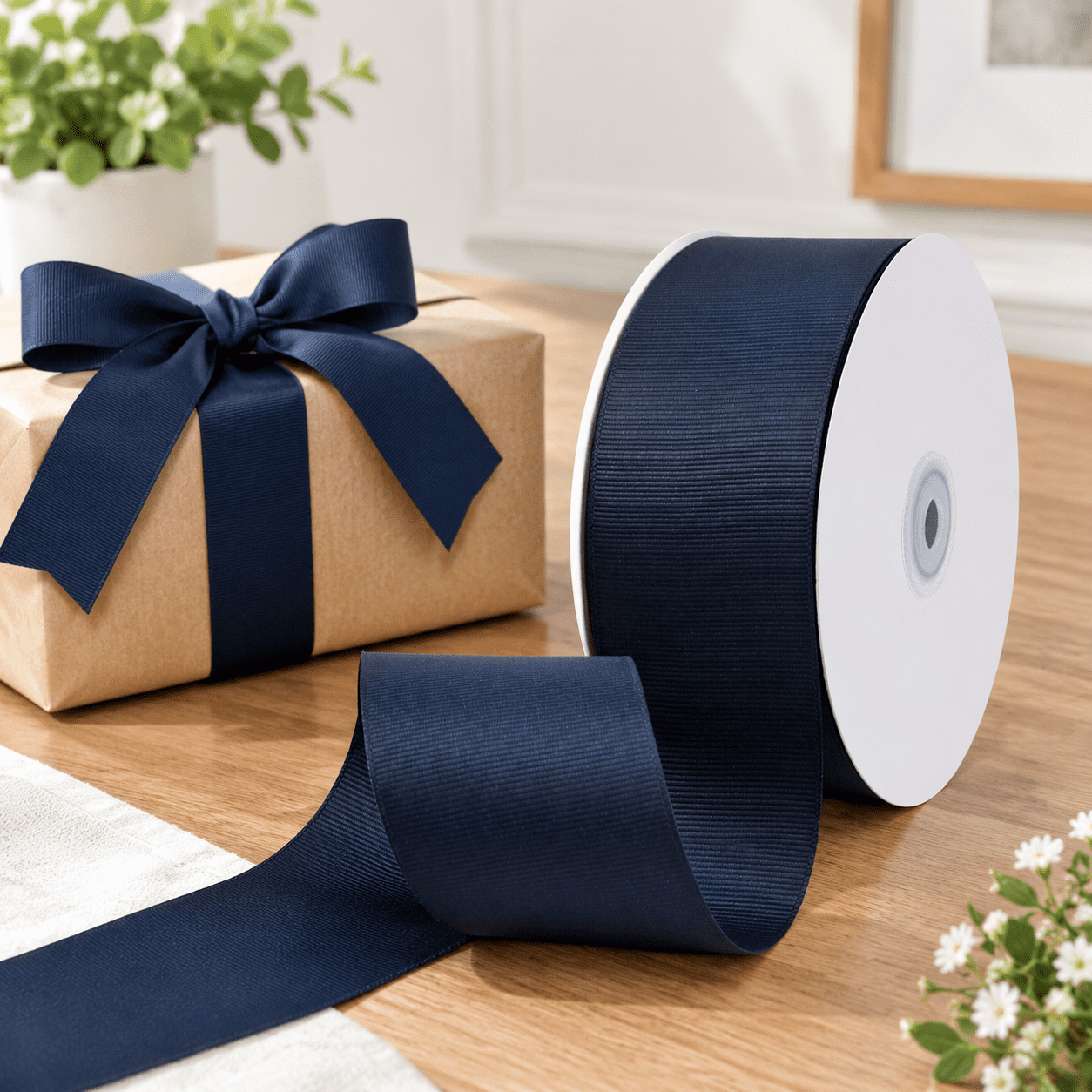 Grogram Ribbon Navy Blue Ribbon, Grosgrain Ribbon 2 Inch x Continuous 50 Yards ...