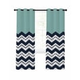 thumbnail image 1 of Navy Blue Ripple Blackout Curtains for Bedroom Living Room, Striped Simple 39 In Long Thermal Insulated Room Darkening Drapes Grommet Window Treatments, 27.5 x 39 In, 1 of 9