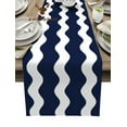 thumbnail image 1 of Navy Blue Ripple Waves Table Runner Home Wedding Decor Table Flag Mat Table Centerpieces Decoration Party Dining Long Tablecloth, 1 of 6
