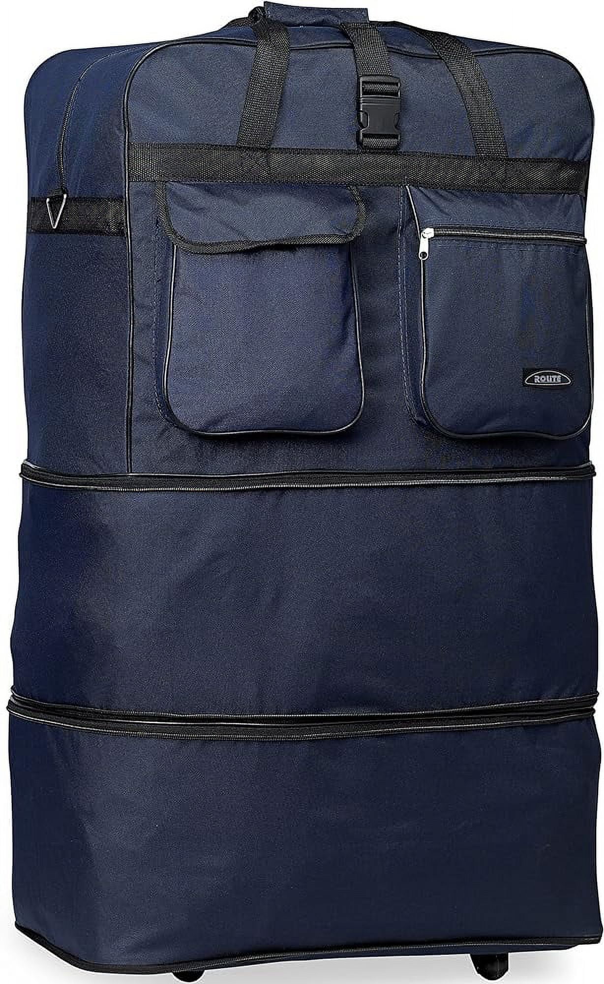 Navy Blue Rolling Wheeled Duffle Bag Spinner Suitcase Luggage 5 Wheels