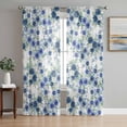 thumbnail image 1 of Navy Blue Roses Sheer Curtains 96 Inches Long 2 Panels Set, Window Sheer Curtains for Living Room/Bedroom, Spring Floral Elegant Pastoral Botanical Light Filtering Rod Pocket Curtain 52''x96''x2, 1 of 8