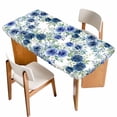 thumbnail image 1 of Navy Blue Roses Table Cloths for 4 Foot Rectangle Tables, Spring Floral Elegant Pastoral Botanical Patio Waterproof Elastic Fitted Tablecloths, Washable Rectangular Table Cover for Camping, 1 of 8