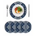 thumbnail image 1 of Navy Blue Round 13 Inch Placemats Set of 4, Vintage Tribal Abstract Geometric Tie Dye Art HeatResistant Non Slip Place Mats for Dining Table, Wipeable Braided Kitchen Table Mats for Housewarming, 1 of 9