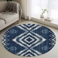 thumbnail image 1 of Navy Blue Round Area Rug 3Ft Washable Small Circle Rugs for Kitchen Entryway, Vintage Tribal Abstract Geometric Tie Dye Art Non-Slip Carpet Floor Mats Indoor Outdoor Carpet Runner Home Decor, 1 of 8