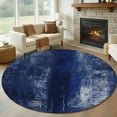 thumbnail image 1 of Navy Blue Round Area Rug 5 FT, Non Slip Bedroom Area Rug, Retro Oil Painting Modern Abstract Art Aesthetics Washable Soft Circular Carpet Floor Mat for Kitchen Dining Room Foyer Balcony Dorm, 1 of 9