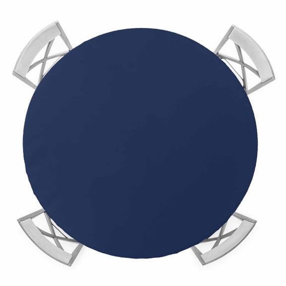 Navy Blue Round Fitted Tablecloth with Elastic Edge, Waterproof Table Cloth Table Cover for 45"-54" Tables, Farmhouse Solid Navy Blue Color Modern Art Tablecloths for Dining Picnic Indoor Outdoor