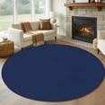 thumbnail image 1 of Navy Blue Round Rugs 5ft, Farmhouse Solid Navy Blue Color Modern Art Non Slip Washable Rug Runner, Low Pile Indoor Floor Carpet Mat Bathroom Rugs for Living Room, Bedroom, Kids Room, 1 of 9