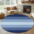 thumbnail image 1 of Navy Blue Round Rugs for Living Room 6ft Ombre Stripe Non Slip Circle Rug Washable Low-Profile Indoor Carpet for Bedroom, Dining Room, Bathroom, 1 of 9