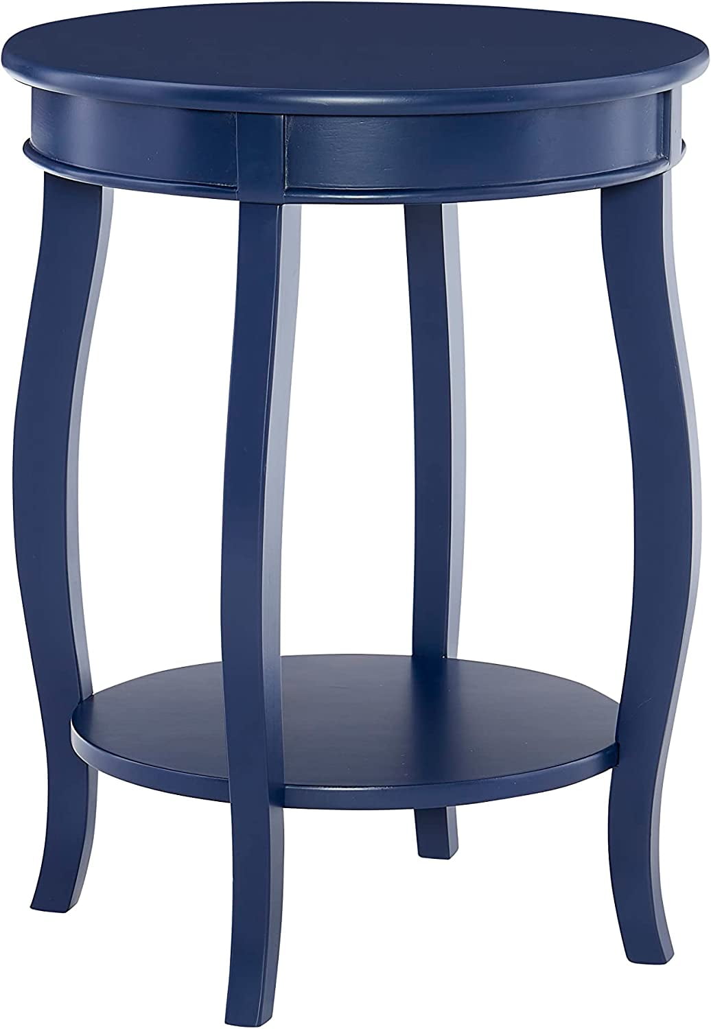 Navy Blue Round Side Table with Shapely Legs and Shelf - Walmart.com