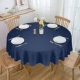 thumbnail image 1 of Navy Blue Round Tablecloth 60 Inch - Waterproof Fabric Table Cloth Protector, Modern Pure Navy Blue Tablecloths Washable Table Cover for Kitchen Banquet Coffee Table Outdoor Party, 1 of 6