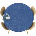 thumbnail image 1 of Navy Blue Round Tablecloth, Fitted Table Cover with Elastic for 55"-60" Round Tables, Vintage Country Monochrome Farmhouse Table Cloth Outdoor Indoor Dinning Party Waterproof Tablecloths, 1 of 7