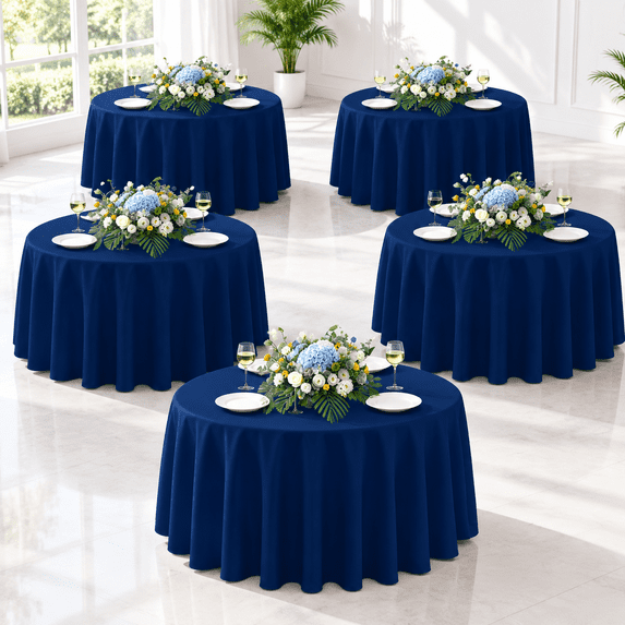 Navy Blue Round Tablecloths 90 Inch (fit 30-72 Tables) 6 Pack - Walmart.com