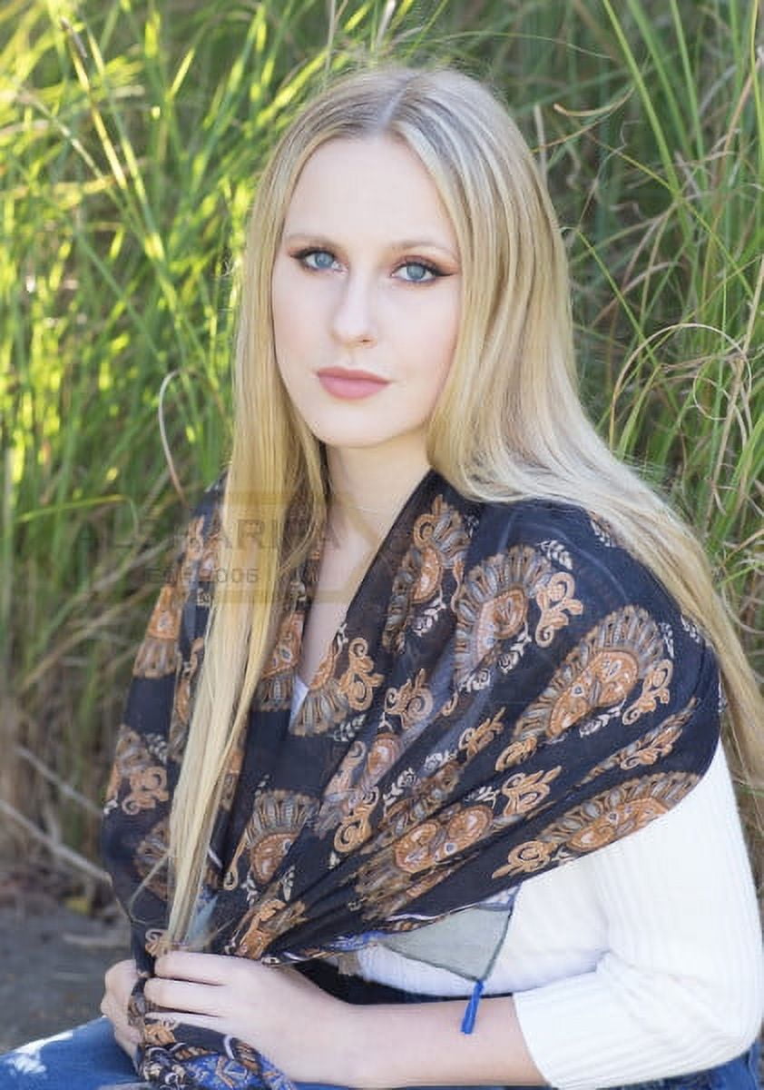 Navy Blue Royal Theme Scarf with Beautiful TASSEL | Shawl | Muslim Hijab | 72" x 30" | Women Head Wrap