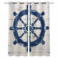 thumbnail image 1 of Navy Blue Rudder Coastal Blackout Curtains for Bedroom Living Room Darkening Curtains 90 Inch Nautical Beach Ocean Vintage Black Out Window Curtain Privacy Window Treatment Grommet Drapes 52"x90"x2, 1 of 9