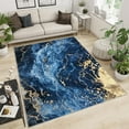thumbnail image 1 of Navy Blue Rug, Gold Marble Abstract Rug For Dining Room, Washable Rug Soft Thin Foldable Non-Slip Low-Pile Floor Rug For Living Room Bedroom Apartment 5x6ft, 1 of 6