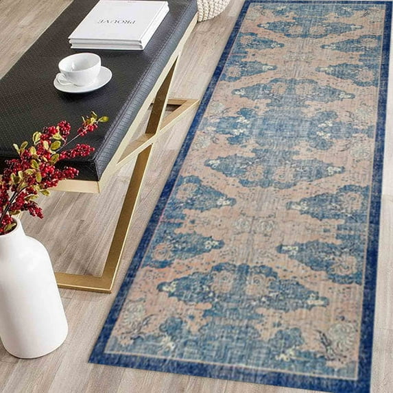 Navy Blue Rugs, Muted Rugs, Ethnic Pattern Rugs, Oushak Rugs, Turkish Rug, Decorative Rug, Runner Rug, Colorful Rug, Bathroom Rug, Large Rug, 3.3'x5' - 100x150 cm