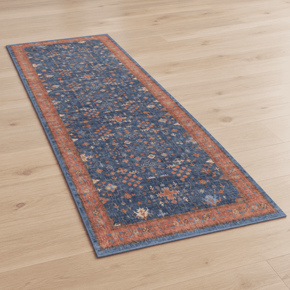 Blue Neutral Rug Navy Blue Runner Rug 2x5 For Hallway Kitchen Bathroom Mudroom Laundry ...