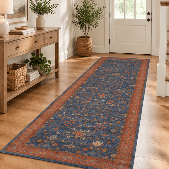 Navy Blue Runner Rug 2x6 For Kitchen Hallway Mudroom Laundry Room ...
