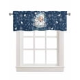 thumbnail image 1 of Navy Blue Santa Christmas Linen Curtain Valance for Bedroom/Bathroom/Kitchen/Office/Living/Dining Room Window,Xmas Winter Snowflake Rod Pocket Topper Decorative Cafe Drapes Panel 60"x18", 1 of 6