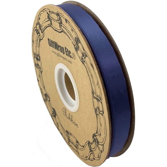 Navy Blue Satin Fabric Ribbon - 5/8" x 100 Yards, 4th of July, America 250 Anniversary, Father's Day, Law Enforcement Appreciation, Police Support, Gifts, Wreath, Birthday, Patriotic, Veterans Day