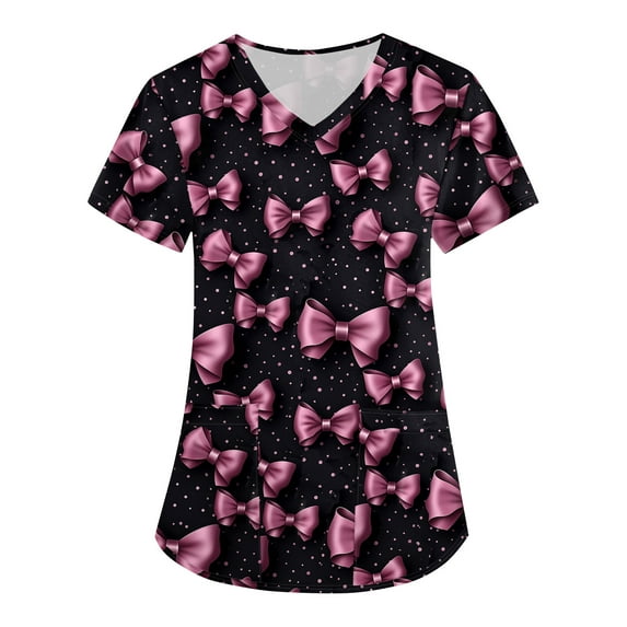 Navy Blue Scrubs for Women, Durable Healthcare Uniform Tops 2025 Nursing Graduation Breathable Four Season Medical Uniforms Women V-Neck Scrub Comfortable Workwear Black 5Xl