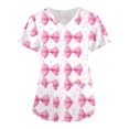 thumbnail image 1 of Navy Blue Scrubs for Women, Durable Healthcare Uniform Tops 2025 Nursing Graduation Breathable Four Season Medical Uniforms Women V-Neck Scrub Comfortable Workwear Pink L, 1 of 4