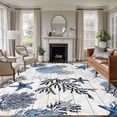 thumbnail image 1 of Navy Blue Sea Turtle Coastal Area Rugs 5'x8', Small Throw Rugs for Classroom Bedroom, Beach Black Coral Nautical Vintage Indoor Outdoor Rug Non-Slip Low Pile Carpet Runner Reversible Floor Mats, 1 of 8