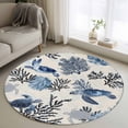 thumbnail image 1 of Navy Blue Sea Turtle Coastal Round Area Rug 3Ft Washable Small Circle Rugs for Kitchen Entryway, Beach Black Coral Nautical Rustic Non-Slip Carpet Floor Mats Indoor Outdoor Carpet Runner Home Decor, 1 of 8