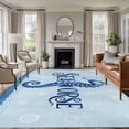 thumbnail image 1 of Navy Blue Seahorse Area Rugs 8'x10', Washable Small Throw Rugs for Living Room Patio, Summer Coastal Bubbles Ocean Waves Indoor Outdoor Rug Non-Slip Low Pile Carpet Runner Reversible Floor Mats, 1 of 8