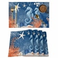 thumbnail image 1 of Navy Blue Seahorse Ocean Coral Placemats Set of 6,Wipeable Washable Table Mats for Dining Tables, Summer Eucalyptus Leaf Place Mats for Kitchen Event Party Tabletop Decor, 1 of 9