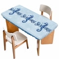 thumbnail image 1 of Navy Blue Seahorse Table Cloths for 3 Foot Rectangle Tables, Summer Coastal Bubbles Ocean Waves Patio Waterproof Elastic Fitted Tablecloths, Washable Rectangular Table Cover for Camping, 1 of 8