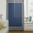 thumbnail image 1 of Navy Blue Semi Sheer Curtains Drapes for Living Room,Bedroom,French Doors Window 45 Inches Long,Black Modern Geometric Abstract Art Aesthetics Rod Pocket Chiffon Curtain Drapery Voile Drape Panel, 1 of 6