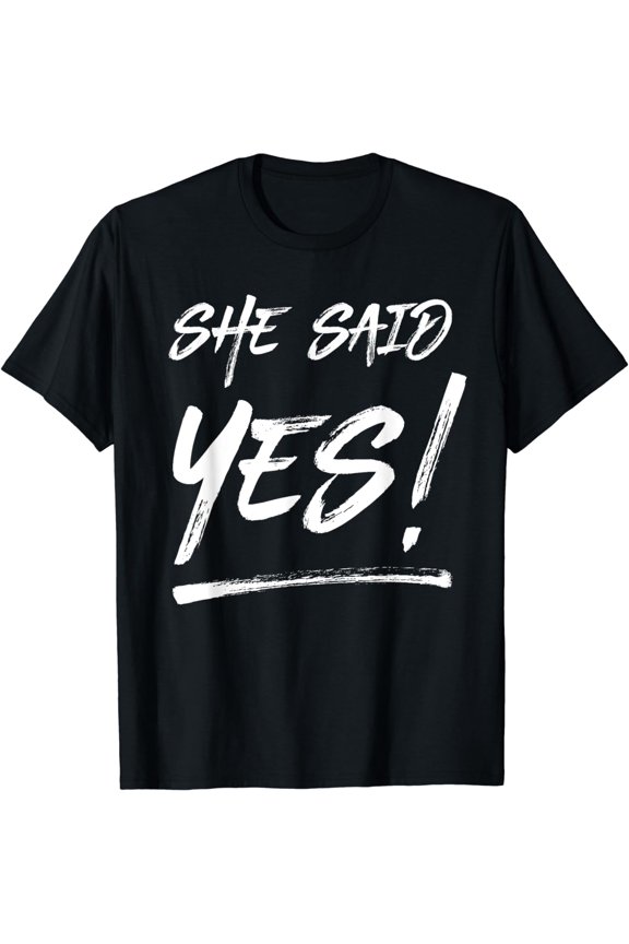 Navy Blue She Said Yes Shirt For Men Handwritten t-shirt