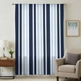 thumbnail image 1 of Navy Blue Sheer Curtains 84 Inches Long, Modern White Geometric Vertical Stripes Light Filering Curtains, Breathable Simi Curtain Privacy Drapes for Living Room Bedroom Lightweight Window Treatment, 1 of 9