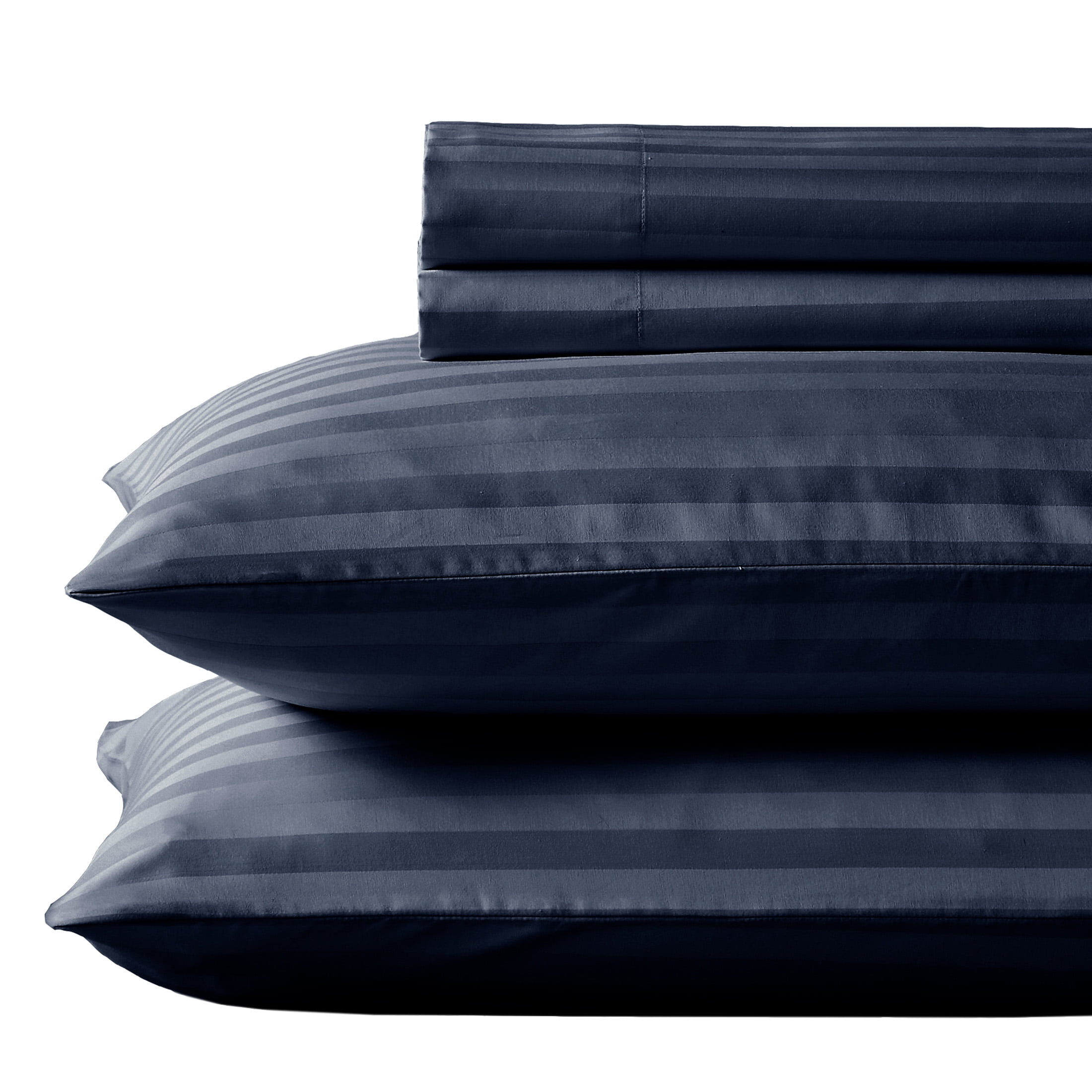 Navy Blue Sheets Full Size 500 Thread Count Damask Stripe 4 Piece