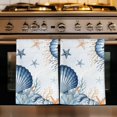 thumbnail image 1 of Navy Blue Shell Coastal Kitchen Towels Set of 4, Starfish Coral Summer Beach Nautical Absorbent Dish Towels for Kitchen, Microfiber Hand Towel, Quick Drying Tea Towel for Cleaning Dishcloths, 1 of 7