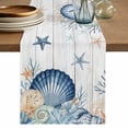 thumbnail image 1 of Navy Blue Shell Coastal Table Runner 90 Inches, Starfish Coral Wooden Ocean Sea Bed Runner Dresser Scarves Tabletop for Indoor Outdoor Parties/Ceremony/Banquet, 13" x 90", 1 of 9
