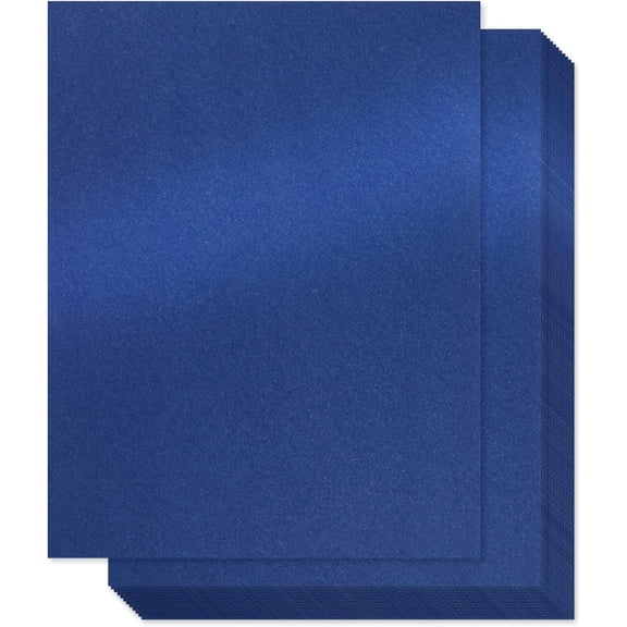 Navy Blue Shimmer Paper - 100-Pack Metallic Paper, 80 lb Text, Double Sided, Printer Friendly - Perfect for Weddings, Birthdays, Craft Use, Letter Size Sheets, 8.5 x 11 Inches
