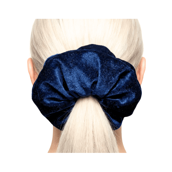 Navy Blue Shimmery Stretch Velvet Scrunchie