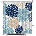 thumbnail image 1 of Navy Blue Shower Curtain 72x72inch Blue Dahlia Flower Shower Curtain Bathroom Decor, Polyester Fabric Bath Curtain, 1 of 6